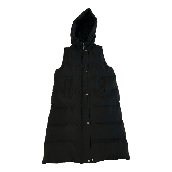 Black long puffer vest