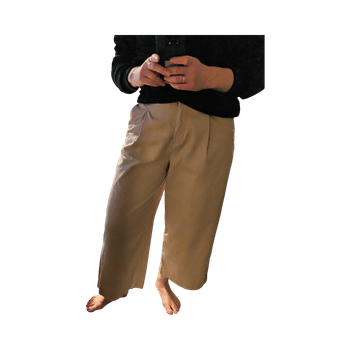 Beige wide-leg trousers