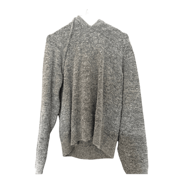 Grå strikket hoodie