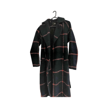 Ruudullinen pitkä villakangastakki