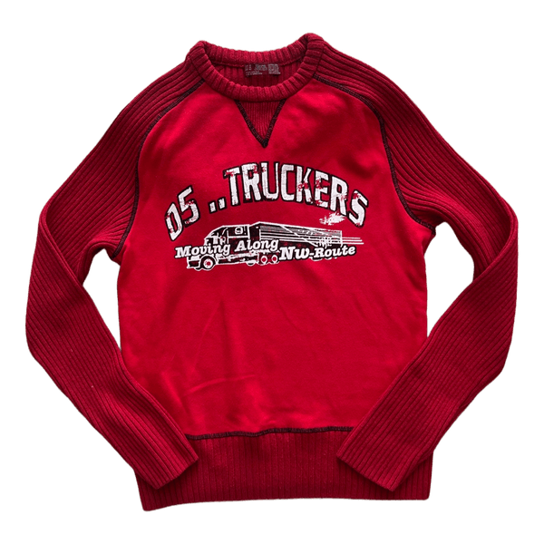 Red graphic knit jumper