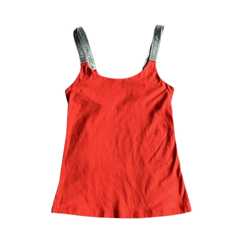 Red tank top with logo straps