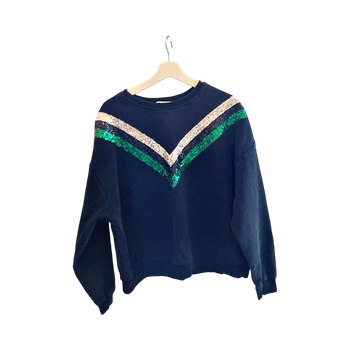 Mustikkavihreä paljetti collegepaita