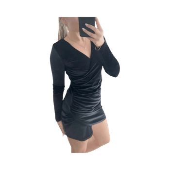 Black velvet wrap dress