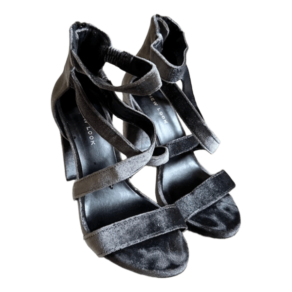 Grey velvet heels