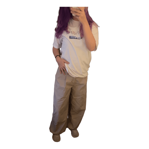 Beige wide-leg bukser