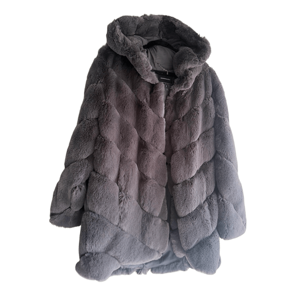 BCBGMAXAZRIA Grey faux fur coat