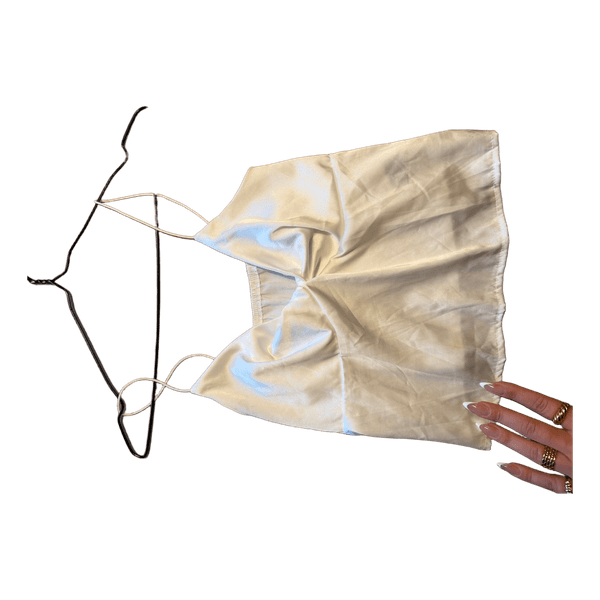 Hvid cropped satintop