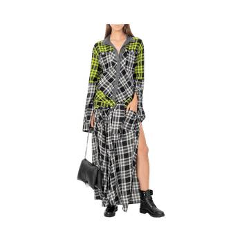Plaid shirt dress, green and black