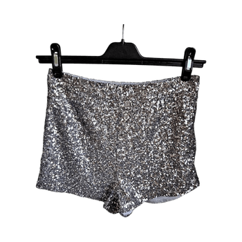 Glamorous Silver Sequin Shorts – Size 10