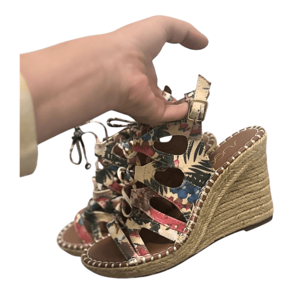 Floral wedge espadrille sandals