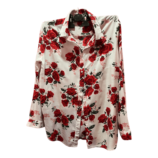 Red rose print shirt