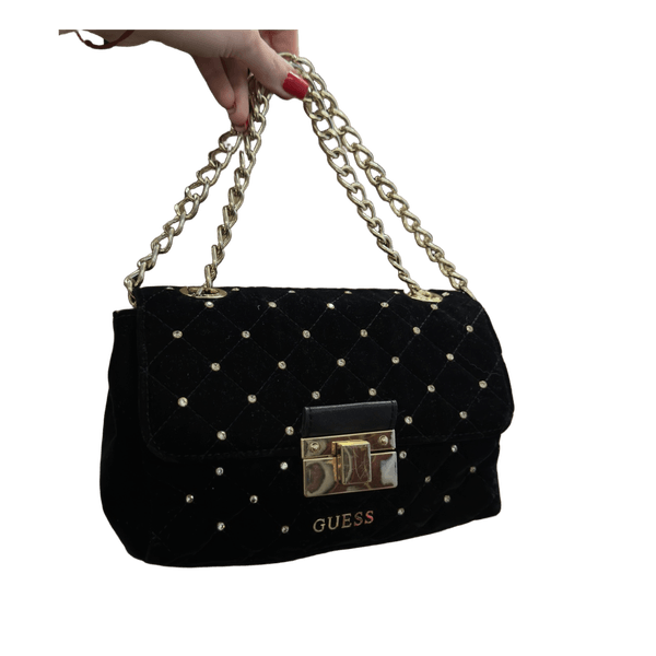 Black velvet Guess handbag
