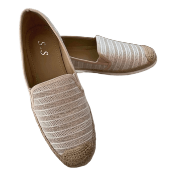 Beige striped slip-on espadrilles
