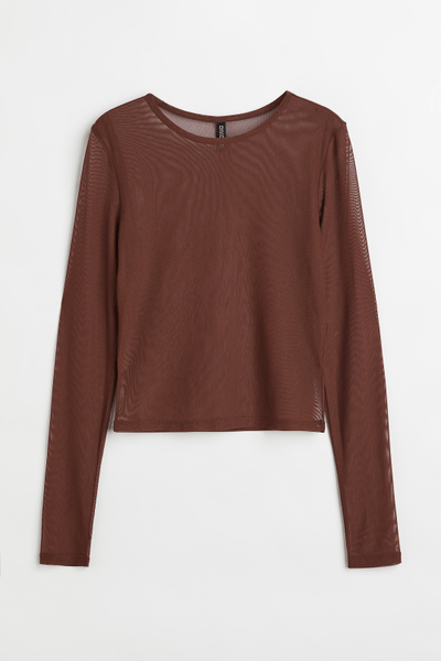 Brown mesh blouse