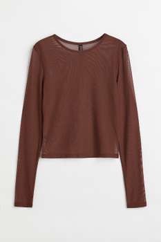Brown mesh blouse