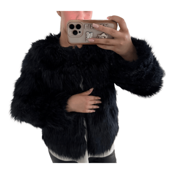 Black faux fur jacket