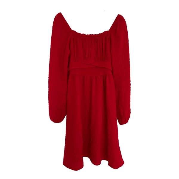 Red textured dress
