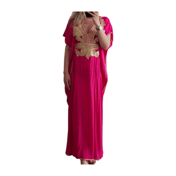 Pink embroidered kaftan dress
