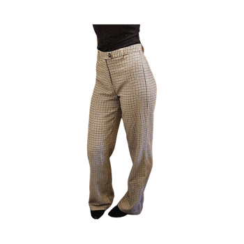 beige ruudulliset suorat housut