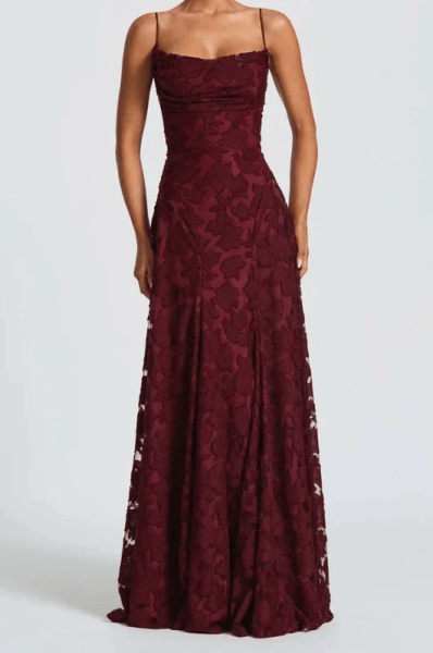 Burgundy floral dress