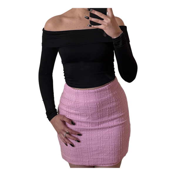 Pink tweed mini skirt