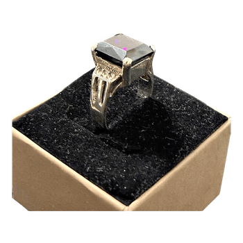 Vintage Sterling Silver Amethyst Cocktail Ring..Weight 10 grams and size 18.5