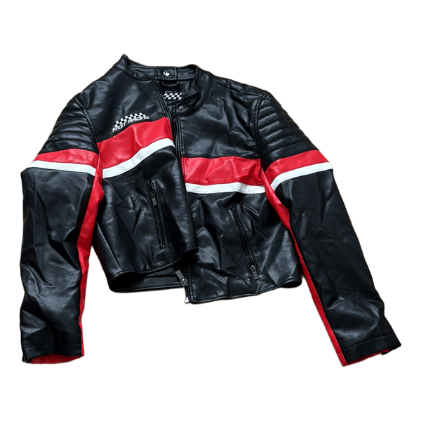 Cropped biker racing jacket