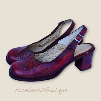 Burgundy leather heels