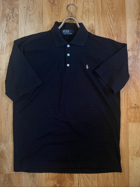 Black cotton polo shirt