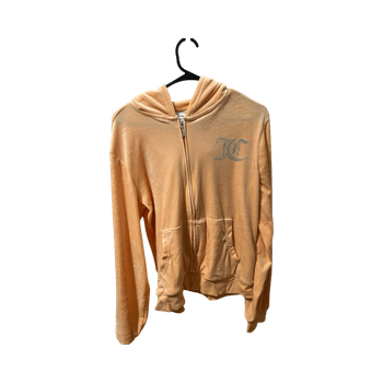 oranssi velour-huppari