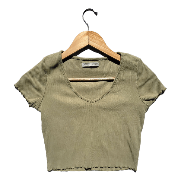 Žalias crop top