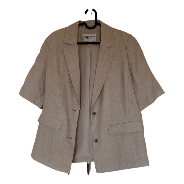 Beige blazer med korte ærmer