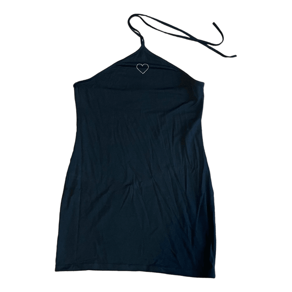 Black halter mini dress