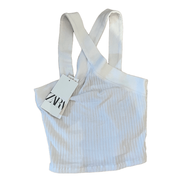Hvid ribbet Zara top