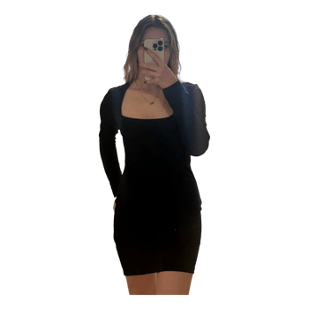Black square neck dress