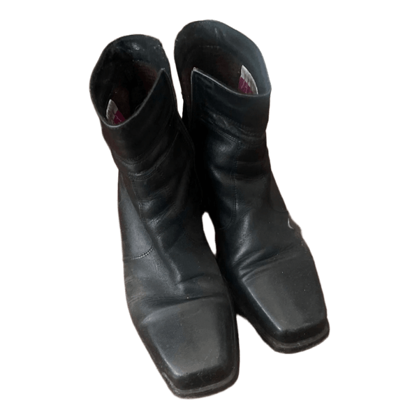 Black leather ankle boots