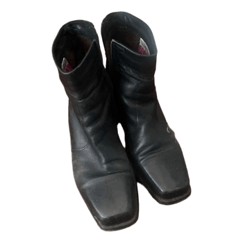 Black leather ankle boots