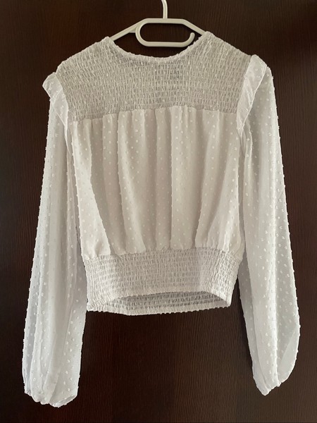 White swiss dot blouse