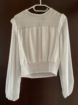 White swiss dot blouse