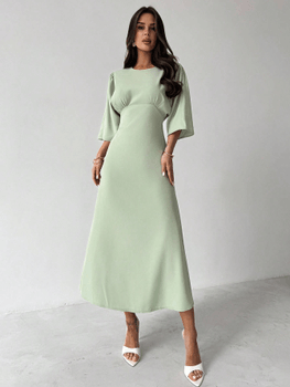 Green A-line midi dress