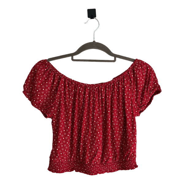 Red star print top