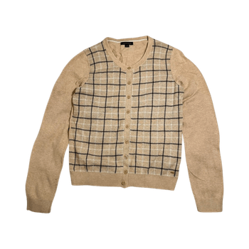 Checked button cardigan