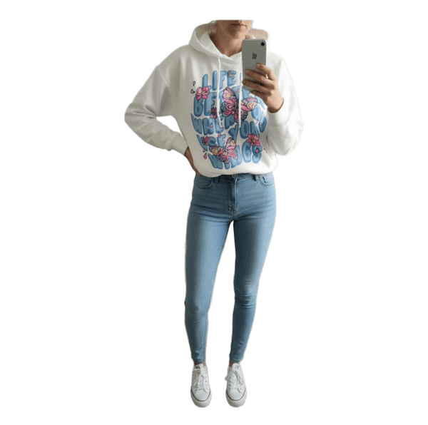 Lindex Kids Hoodie White Butterfly Print UK 12-14Y