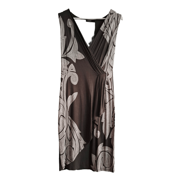 Brown patterned wrap dress
