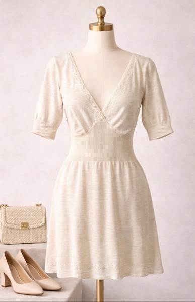 Cream knitted dress