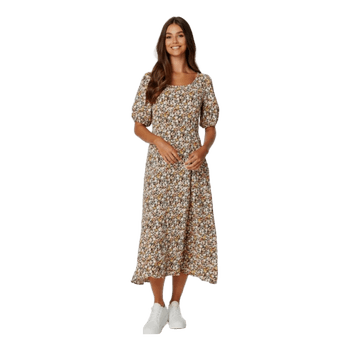 JDY Floral Maxi Dress Boho Romantic Summer Dress Cottagecore Floral Flowing Long Dress Size L