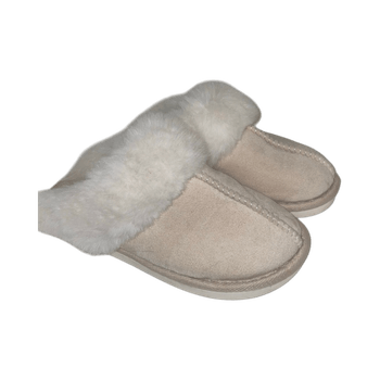 Beige karvavuoriset koti tossut