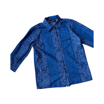 Blue patterned button-up shirt m