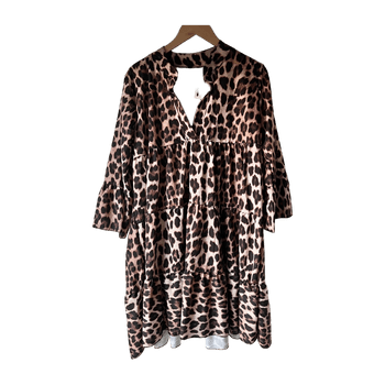 Leopard print tiered dress uusi